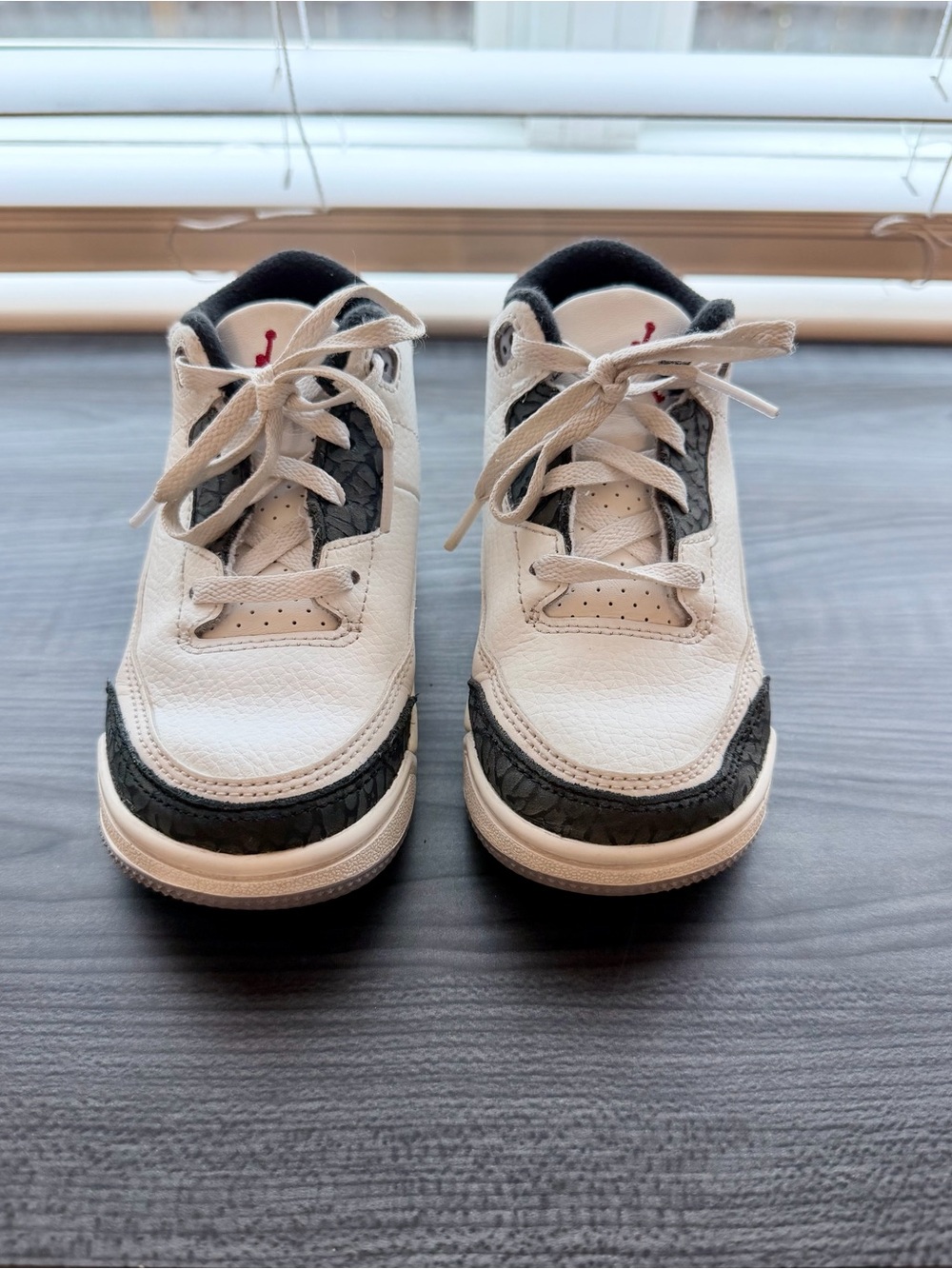 Jordan 3- White and Black Children’s Low-Top Leather Sneakers